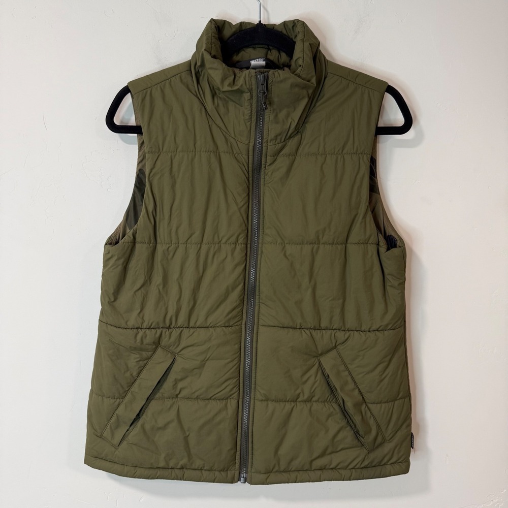 REI‎ Co-op Womens Groundbreaker Puffer Vest Small Olive Green Excellent Full Zip